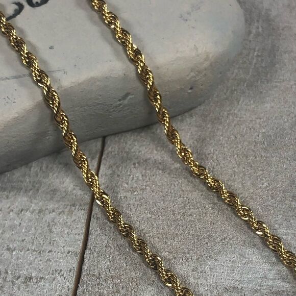 NEW 18k Real Gold Plated Rope Chain Necklace - Picture 8 of 8